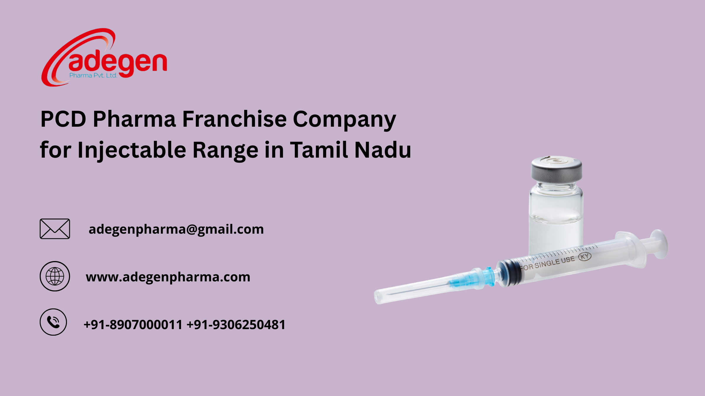PCD Pharma Franchise Company for Injectable Range in Tamil Nadu